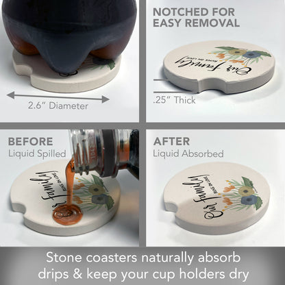 Thirstystone Serene Family Single Absorbent Stone Coaster for Vehicle Cup Holder 2.6” Diameter Manufactured in The USA