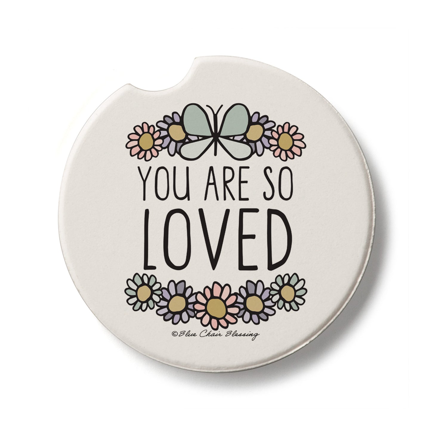 So Loved Single Absorbent Stone Car Coaster 2.6” Diameter Manufactured in the USA