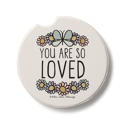 So Loved Single Absorbent Stone Car Coaster 2.6” Diameter Manufactured in the USA