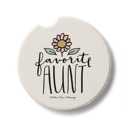 Favorite Aunt Single Absorbent Stone Car Coaster 2.6” Diameter Manufactured in the USA