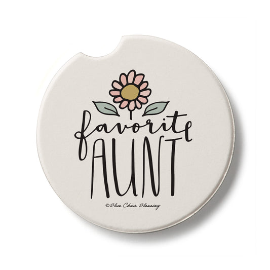 Favorite Aunt Single Absorbent Stone Car Coaster 2.6” Diameter Manufactured in the USA