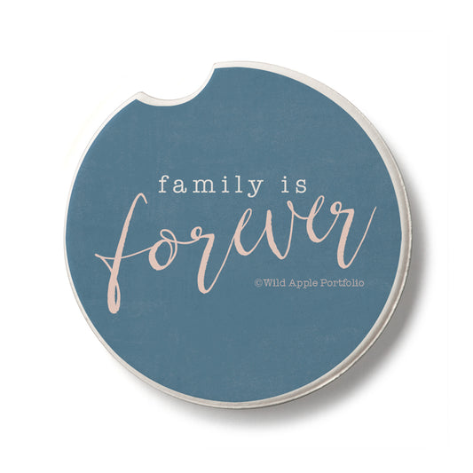 Forever Family Single Absorbent Stone Car Coaster 2.6” Diameter Manufactured in the USA