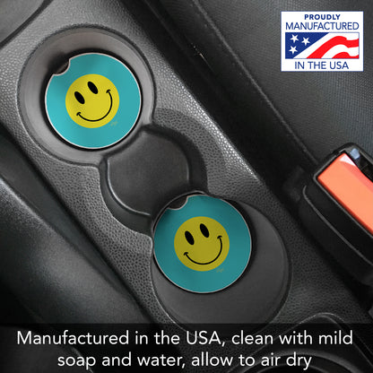 Thirstystone Smile More Single Absorbent Stone Coaster for Vehicle Cup Holder 2.6” Diameter Manufactured in The USA