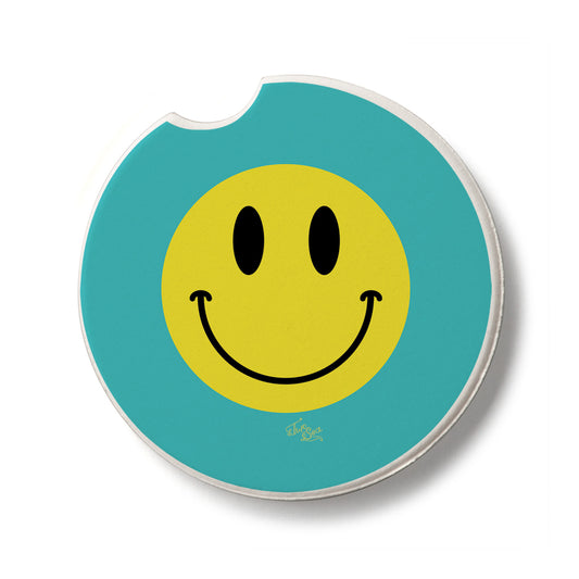 Smile More Single Absorbent Stone Car Coaster 2.6” Diameter Manufactured in the USA