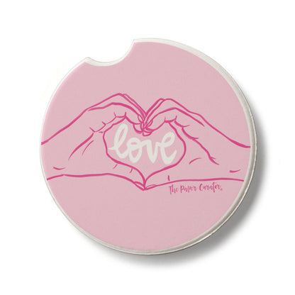 Love Hands Single Absorbent Stone Car Coaster 2.6” Diameter Manufactured in the USA