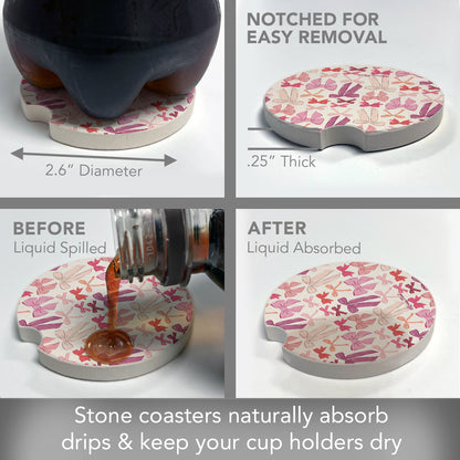 Thirstystone Mixed Bows Single Absorbent Stone Car Coaster for Vehicle Cup Holder 2.6” Diameter Manufactured in The USA