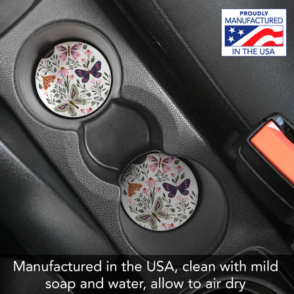 Thirstystone Flutter Blooms Single Absorbent Stone Coaster for Vehicle Cup Holder 2.6” Diameter Manufactured in The USA