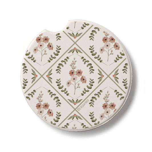 Wildflower Single Absorbent Stone Car Coaster 2.6” Diameter Manufactured in the USA