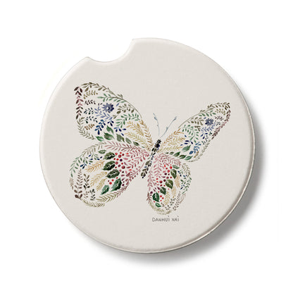 Nature Butterfly Single Absorbent Stone Car Coaster  2.6” Diameter Manufactured in the USA