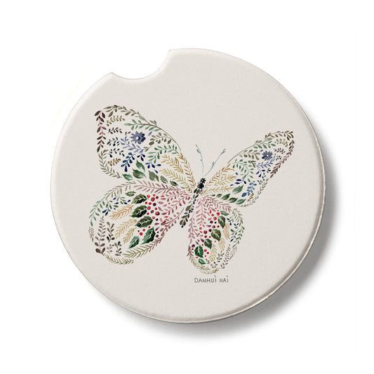 Nature Butterfly Single Absorbent Stone Car Coaster  2.6” Diameter Manufactured in the USA