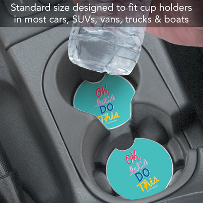 Thirstystone Let's Do This Single Absorbent Stone Coaster for Vehicle Cup Holder 2.6” Diameter Manufactured in The USA
