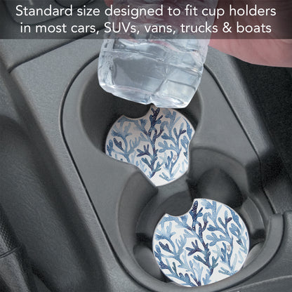 Thirstystone Ocean Coral Single Absorbent Stone Coaster for Vehicle Cup Holder 2.6” Diameter Manufactured in The USA