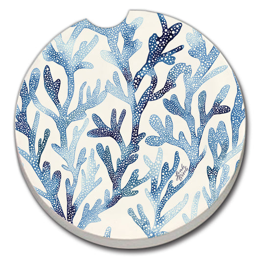 Thirstystone Ocean Coral Single Absorbent Stone Coaster for Vehicle Cup Holder 2.6” Diameter Manufactured in The USA