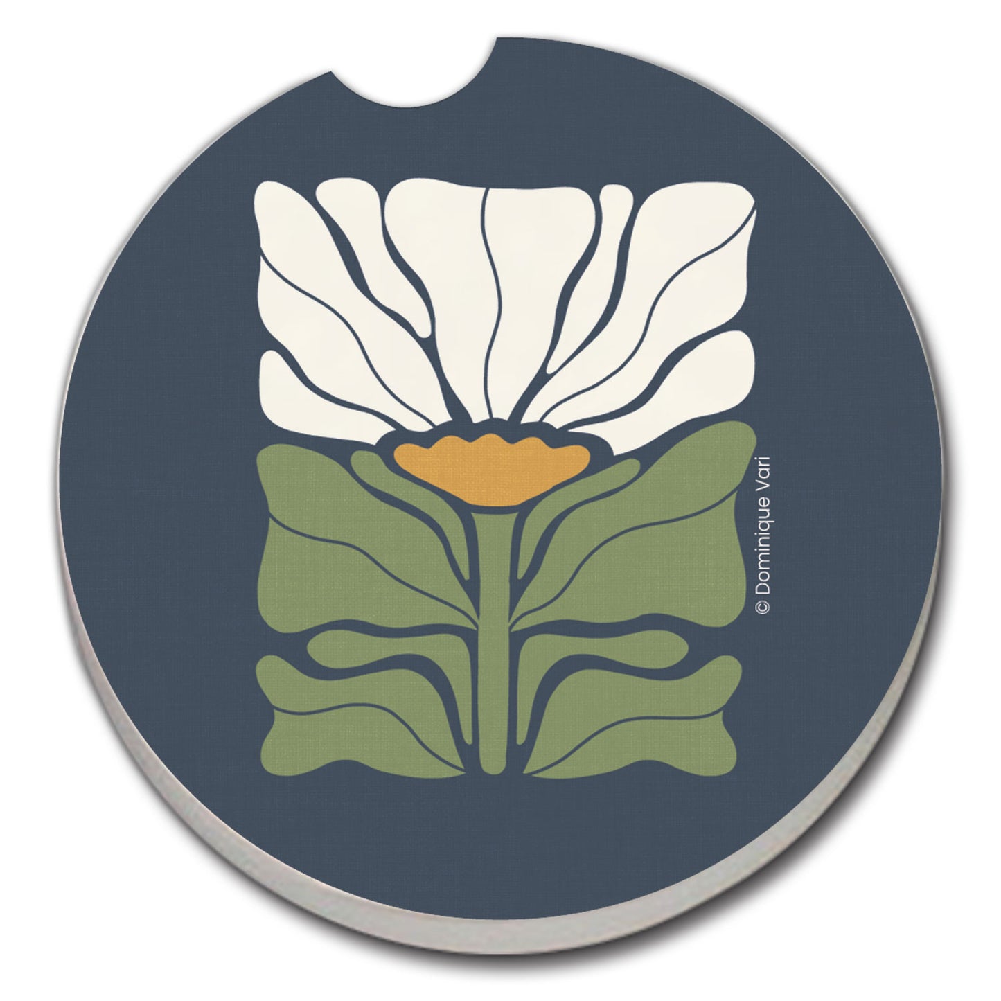 Thirstystone Bohemian Floral Single Absorbent Stone Coaster for Vehicle Cup Holder 2.6” Diameter Manufactured in The USA