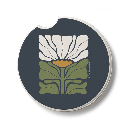 Bohemian Floral Single Absorbent Stone Car Coaster 2.6” Diameter Manufactured in the USA