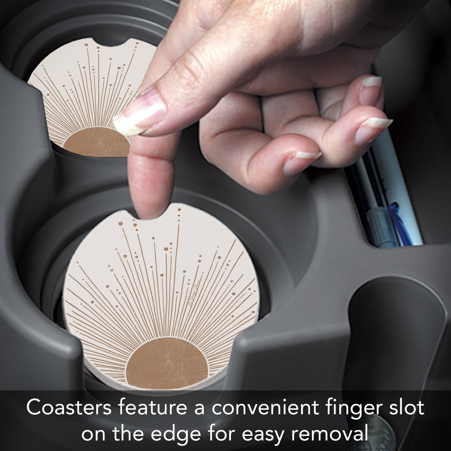 Thirstystone Mocha Sunrise Single Absorbent Stone Coaster for Vehicle Cup Holder 2.6” Diameter Manufactured in The USA
