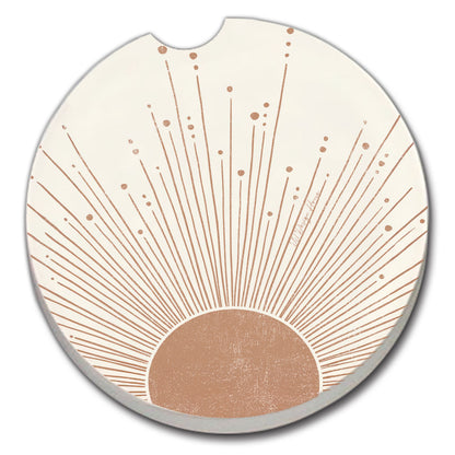 Thirstystone Mocha Sunrise Single Absorbent Stone Coaster for Vehicle Cup Holder 2.6” Diameter Manufactured in The USA