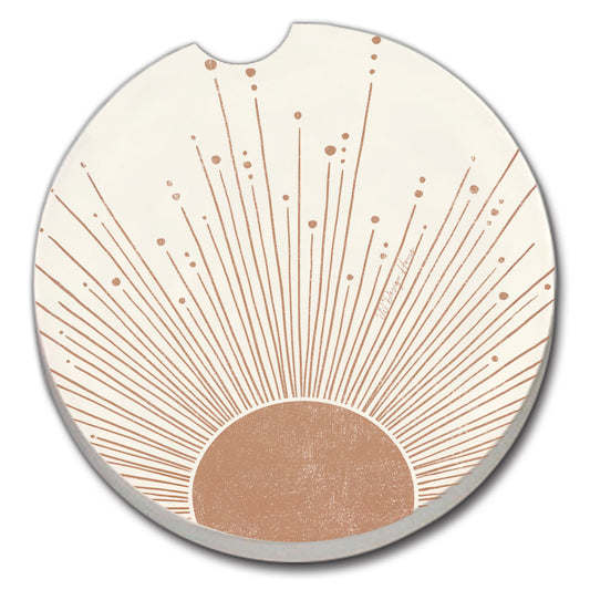 Thirstystone Mocha Sunrise Single Absorbent Stone Coaster for Vehicle Cup Holder 2.6” Diameter Manufactured in The USA