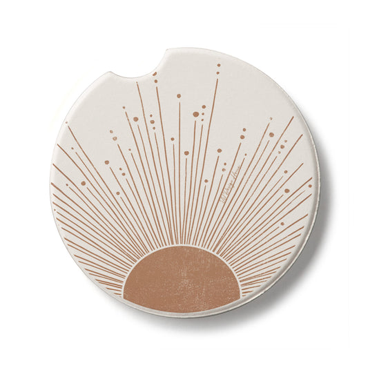 Mocha Sunrise Single Absorbent Stone Car Coaster 2.6” Diameter Manufactured in the USA