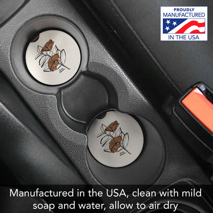 Thirstystone Mocha Flower Single Absorbent Stone Coaster for Vehicle Cup Holder 2.6” Diameter Manufactured in The USA