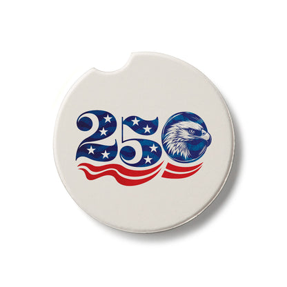 Celebrate 250 Years Single Absorbent Stone Car Coaster 2.6" Manufactured in the USA