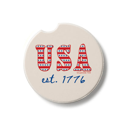 EST. 1776 Single Absorbent Stone Car Coaster 2.6" Manufactured in the USA
