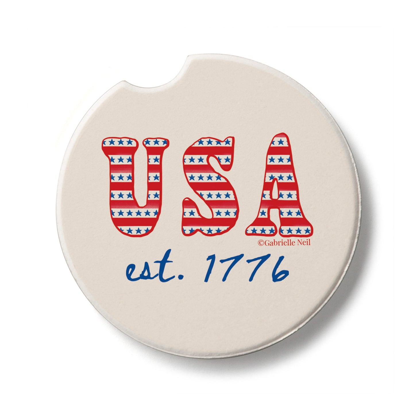 EST. 1776 Single Absorbent Stone Car Coaster 2.6" Manufactured in the USA