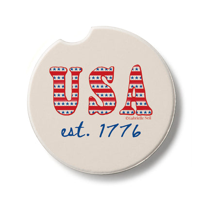 EST. 1776 Single Absorbent Stone Car Coaster 2.6" Manufactured in the USA