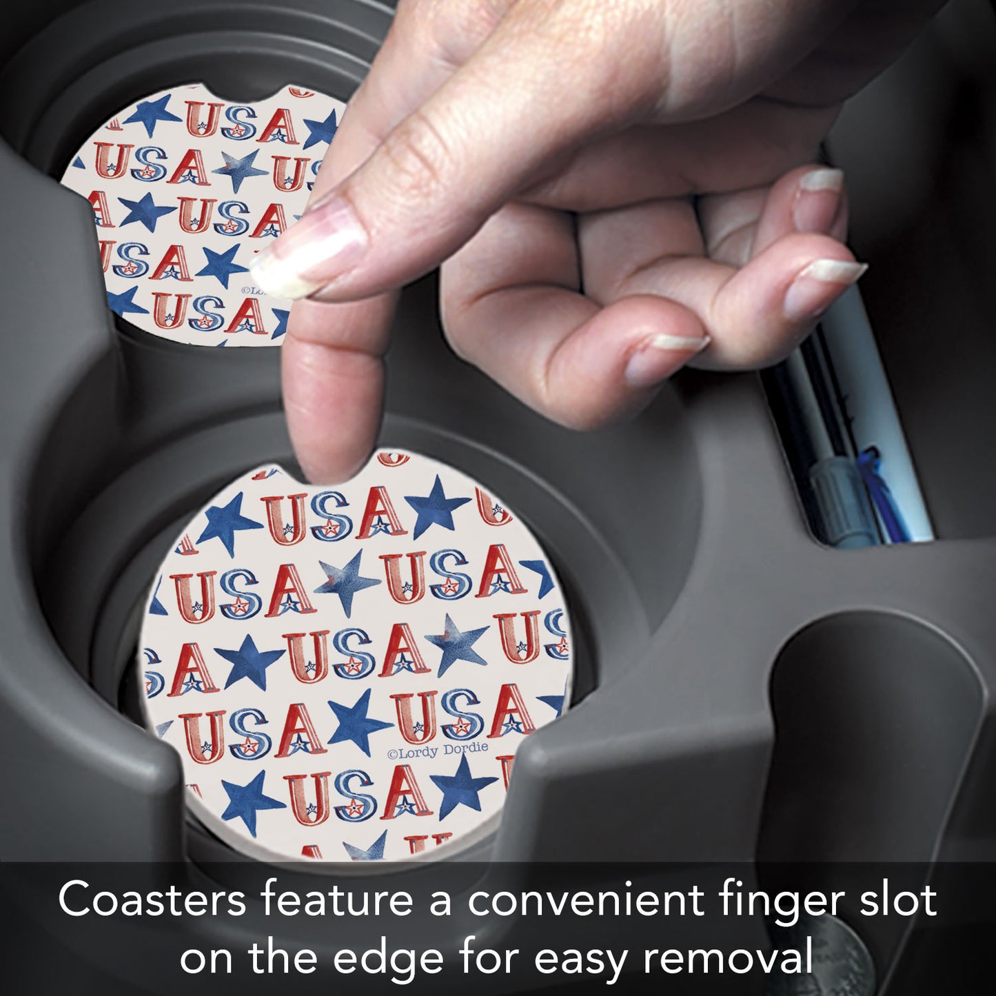 USA Repeat Single Absorbent Stone Car Coaster 2.6" Manufactured in the USA