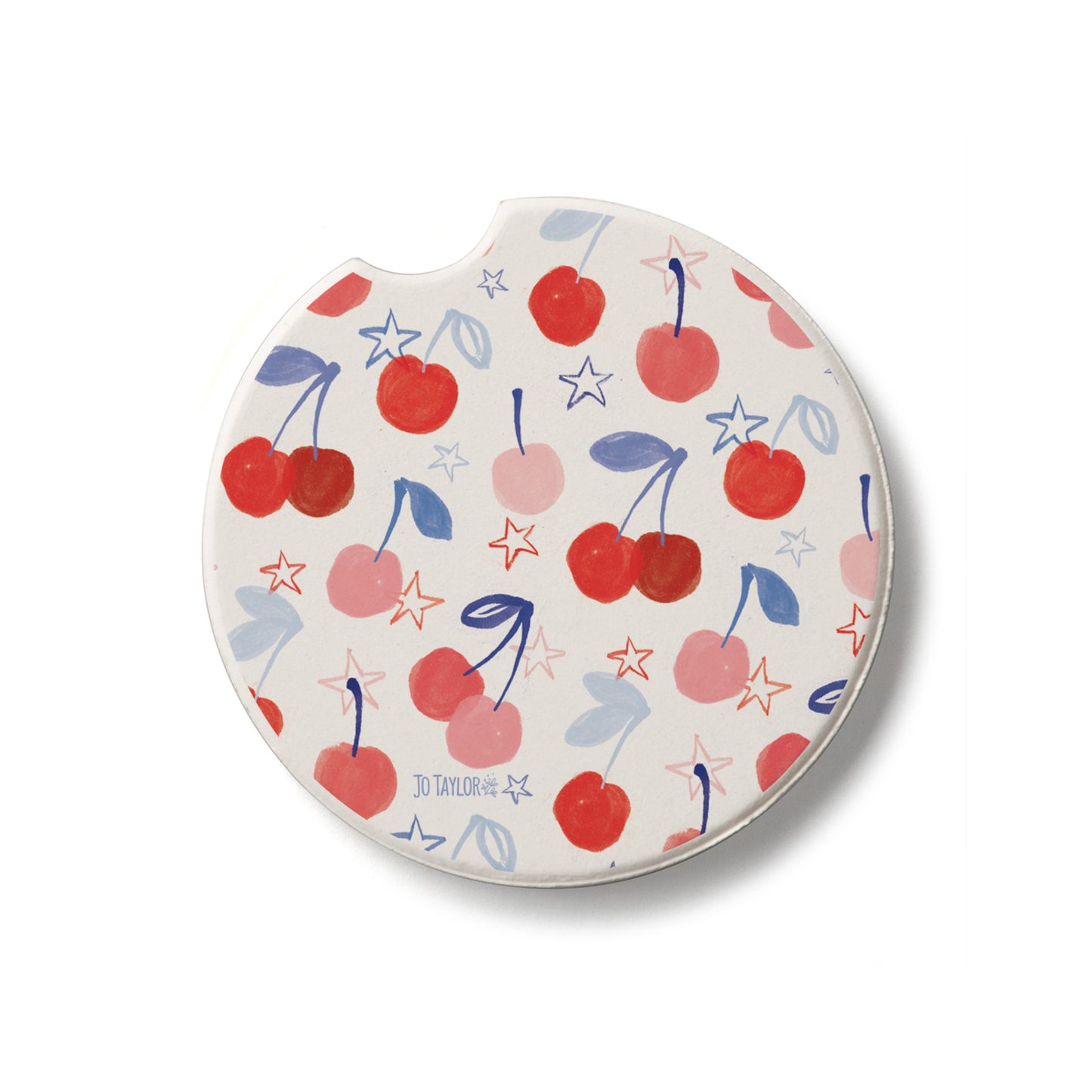 Cherry Stars Single Absorbent Stone Car Coaster 2.6" Manufactured in the USA