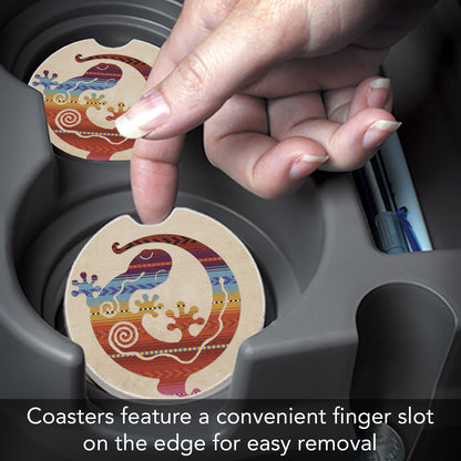 Southwest Gecko 2 Pack Absorbent Stone Car Coasters 2.6" Manufactured in the USA