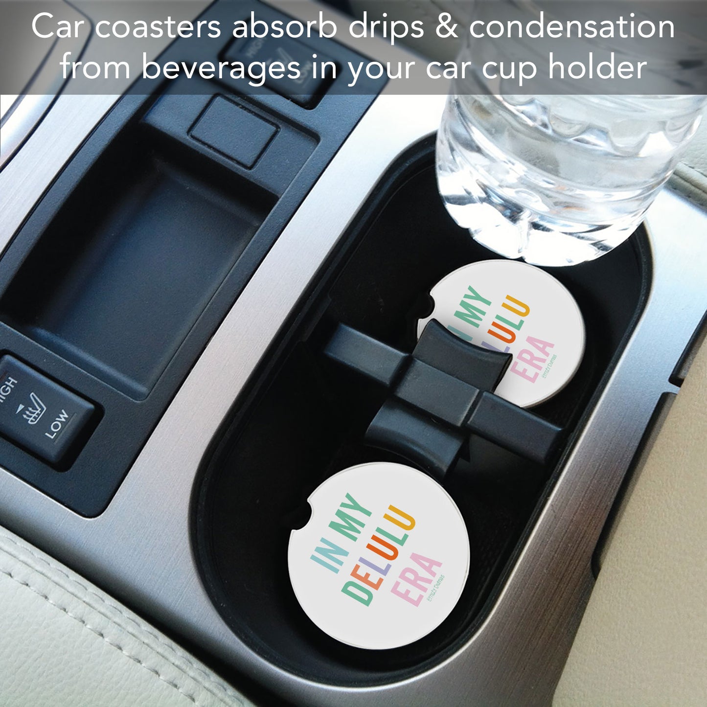 Delulu Era 2 Pack Absorbent Stone Car Coasters 2.6" Manufactured in the USA