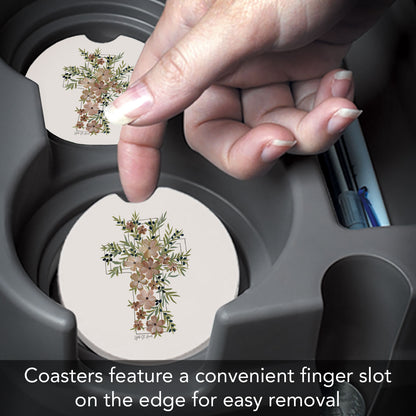Floral Faith Single Absorbent Stone Car Coaster 2.6" Manufactured in the USA