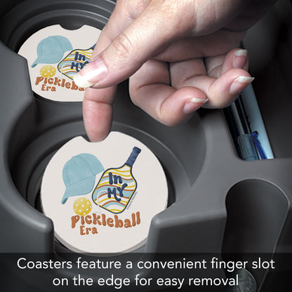 Pickleball Era Single Absorbent Stone Car Coaster 2.6" Manufactured in the USA