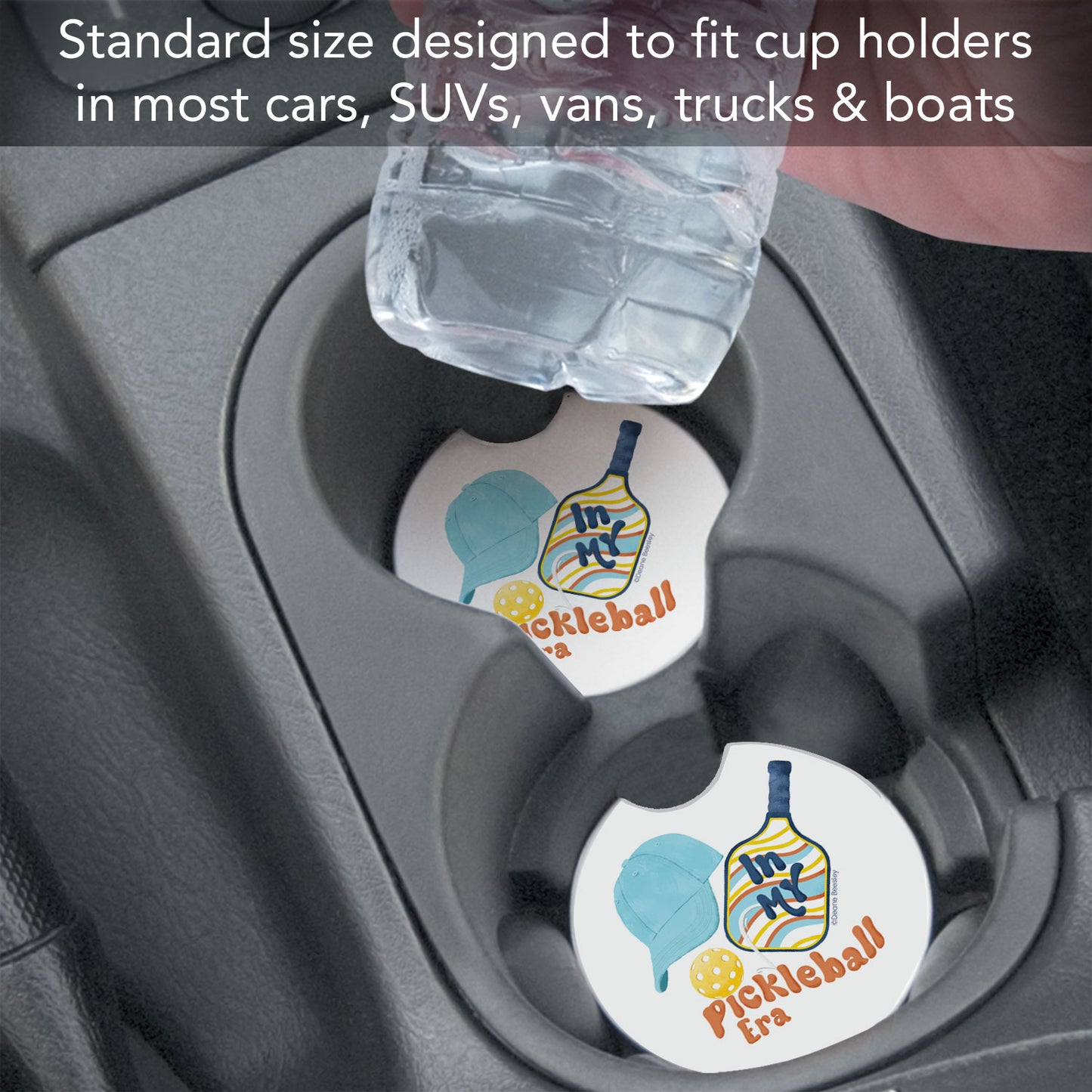 Pickleball Era 2 Pack Absorbent Stone Car Coasters 2.6" Manufactured in the USA
