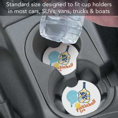 Pickleball Era Single Absorbent Stone Car Coaster 2.6" Manufactured in the USA
