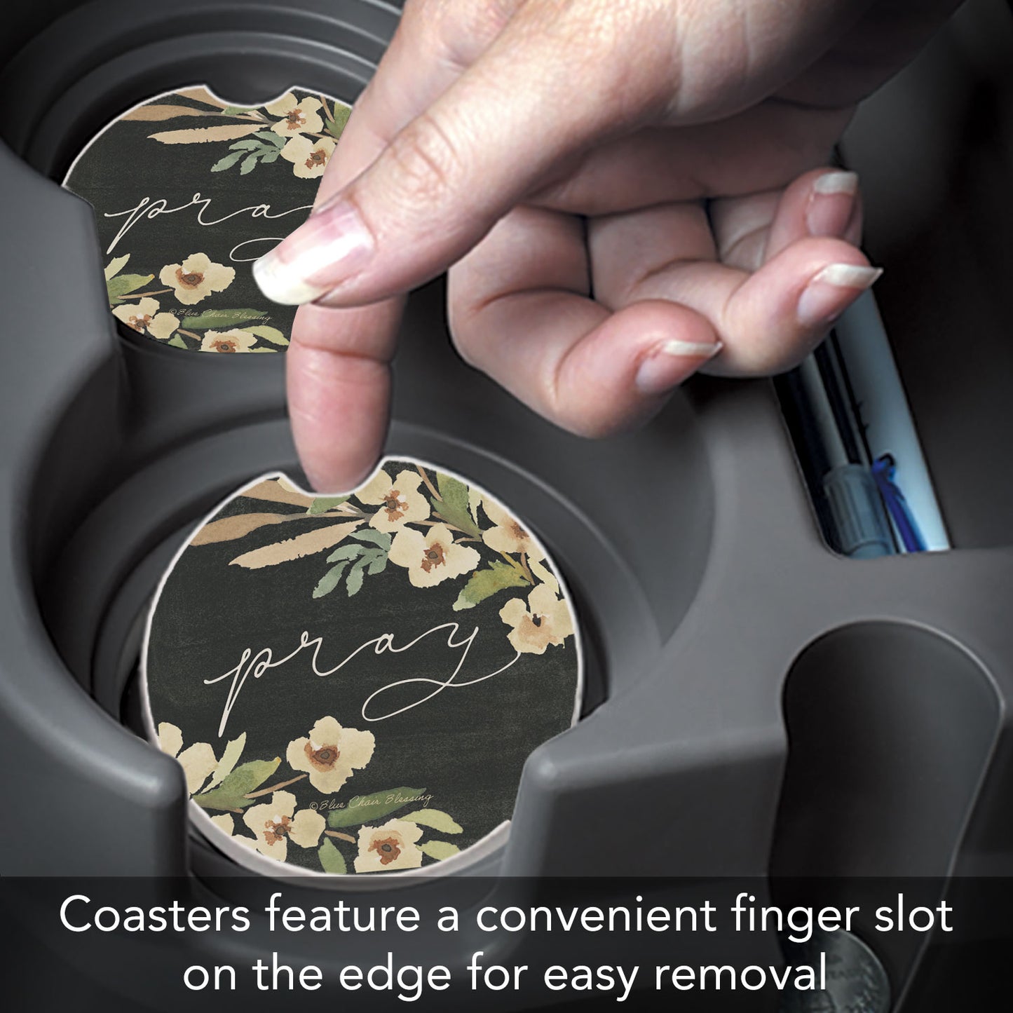 Pray Single Absorbent Stone Car Coaster 2.6" Manufactured in the USA