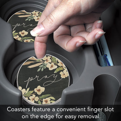 Pray Single Absorbent Stone Car Coaster 2.6" Manufactured in the USA