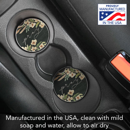 Pray Single Absorbent Stone Car Coaster 2.6" Manufactured in the USA