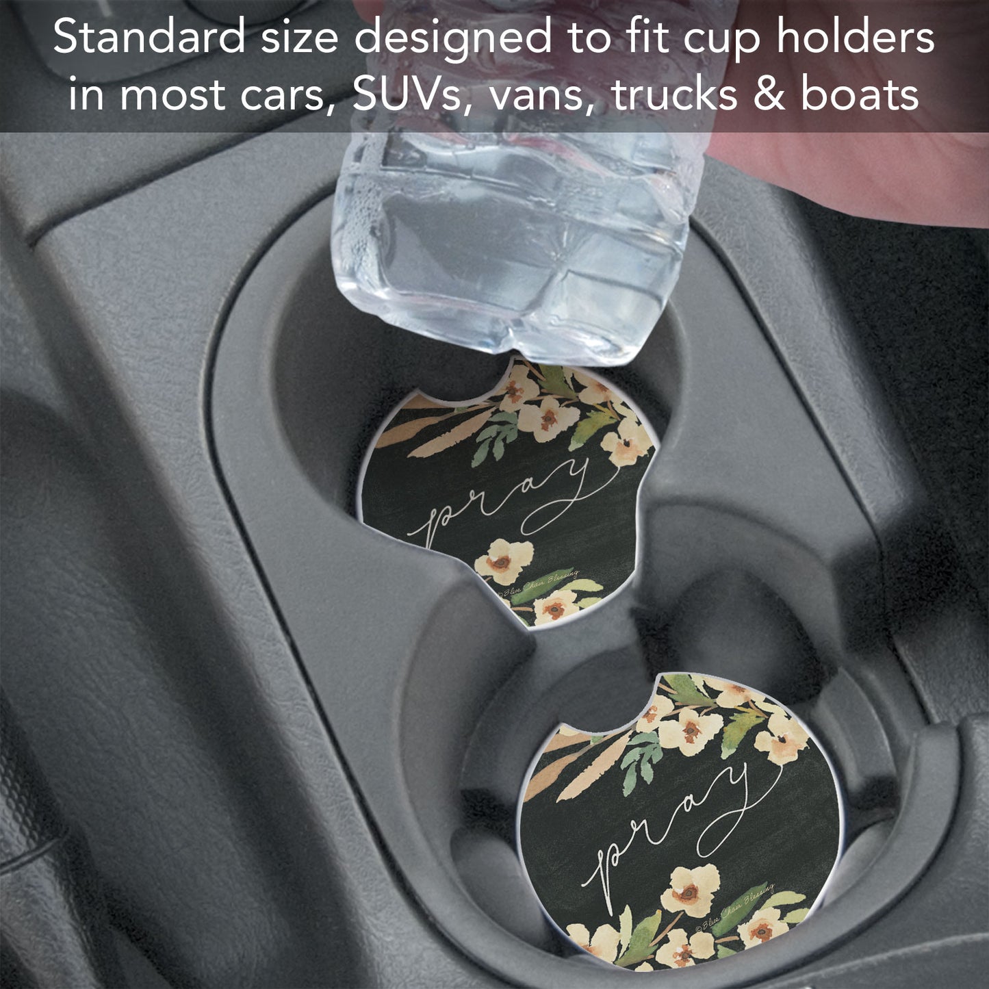 Pray 2 Pack Absorbent Stone Car Coasters 2.6" Manufactured in the USA