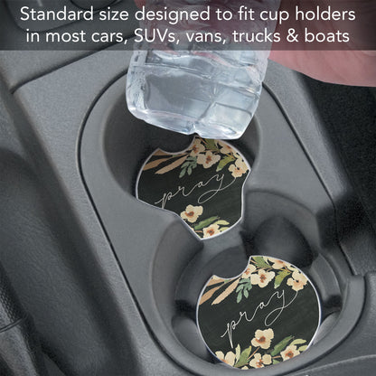 Pray Single Absorbent Stone Car Coaster 2.6" Manufactured in the USA