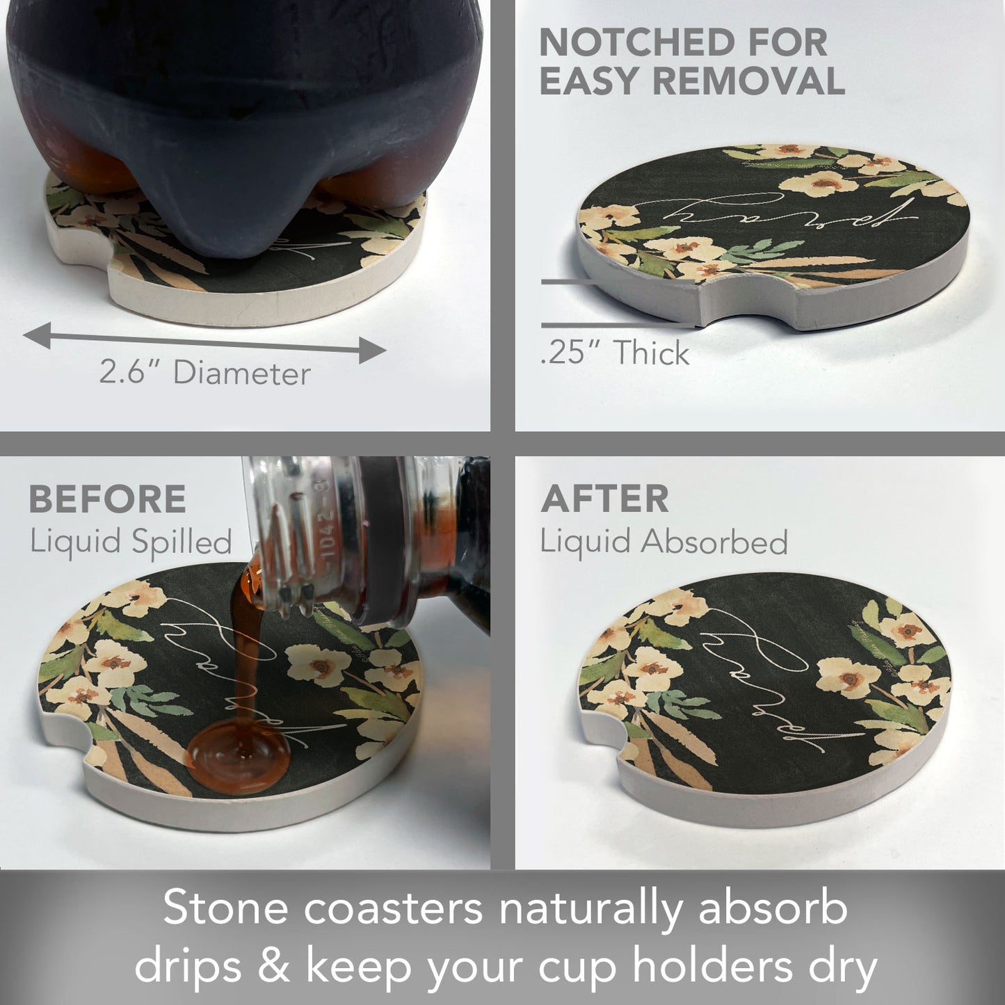 Pray Single Absorbent Stone Car Coaster 2.6" Manufactured in the USA