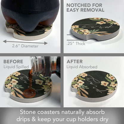 Pray Single Absorbent Stone Car Coaster 2.6" Manufactured in the USA