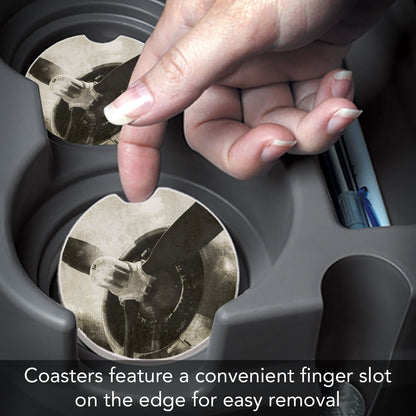 Propeller 2 Pack Absorbent Stone Car Coasters 2.6" Manufactured in the USA