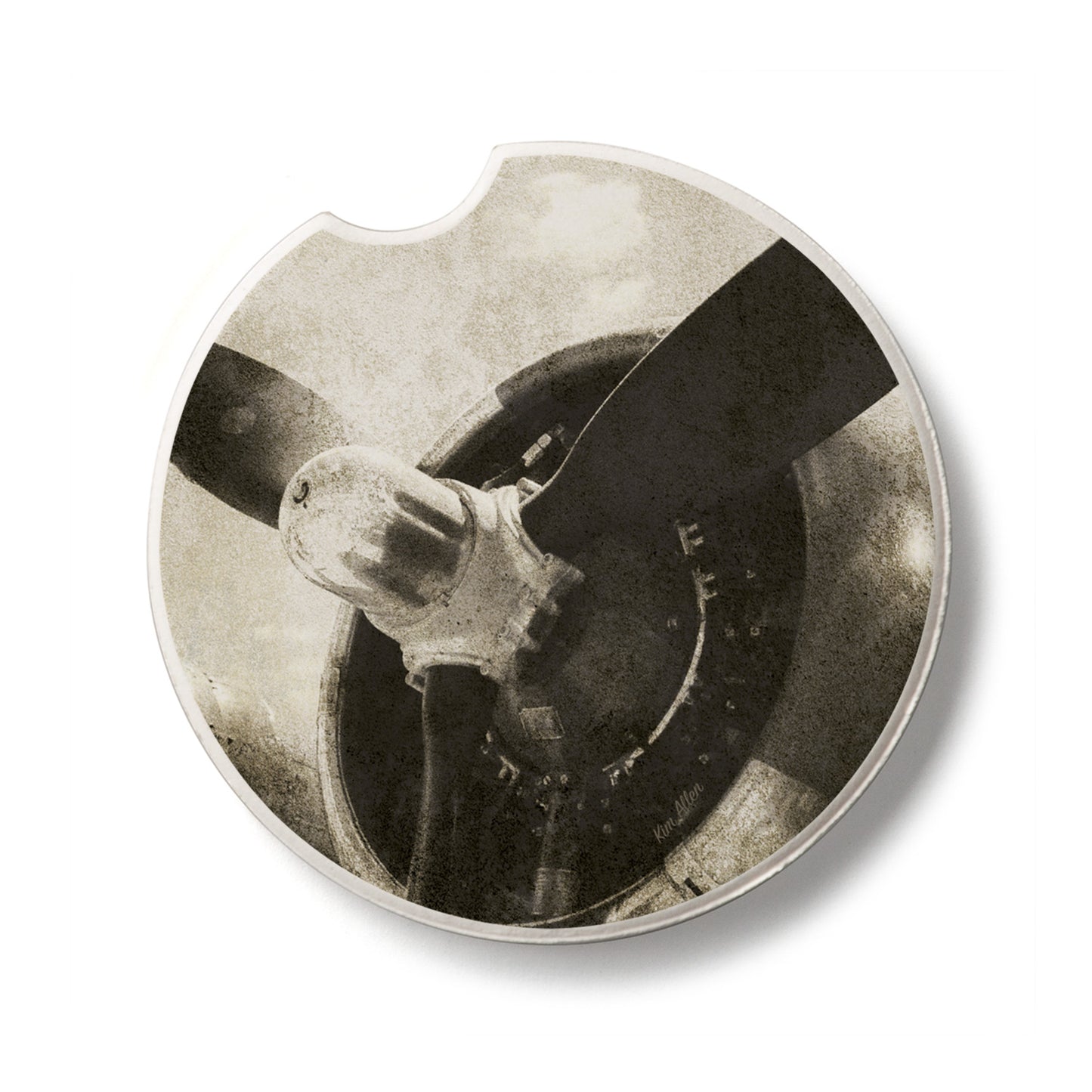 Propeller Single Absorbent Stone Car Coaster 2.6" Manufactured in the USA