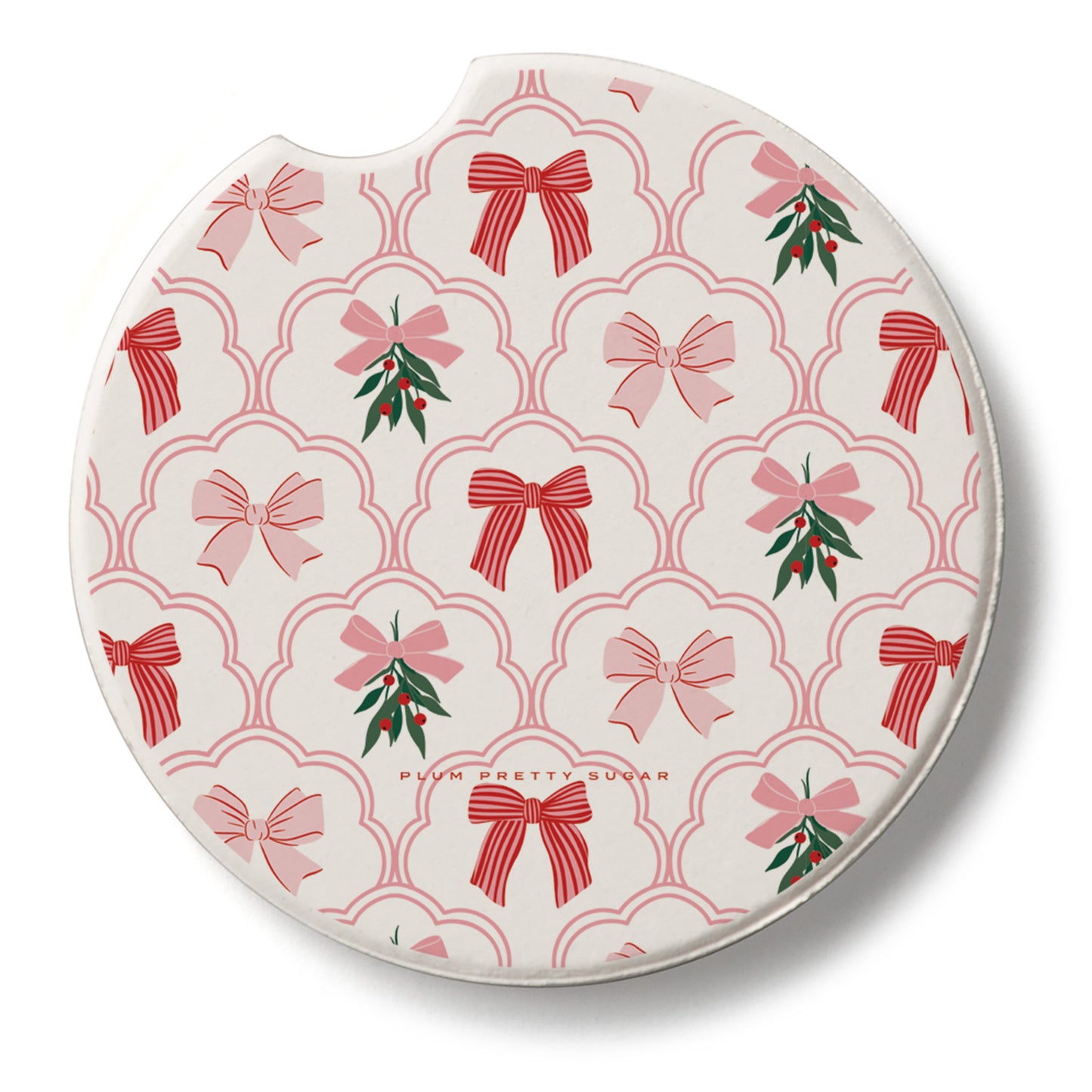 Coquette Holiday Single Absorbent Stone Car Coaster 2.6" Manufactured in the USA