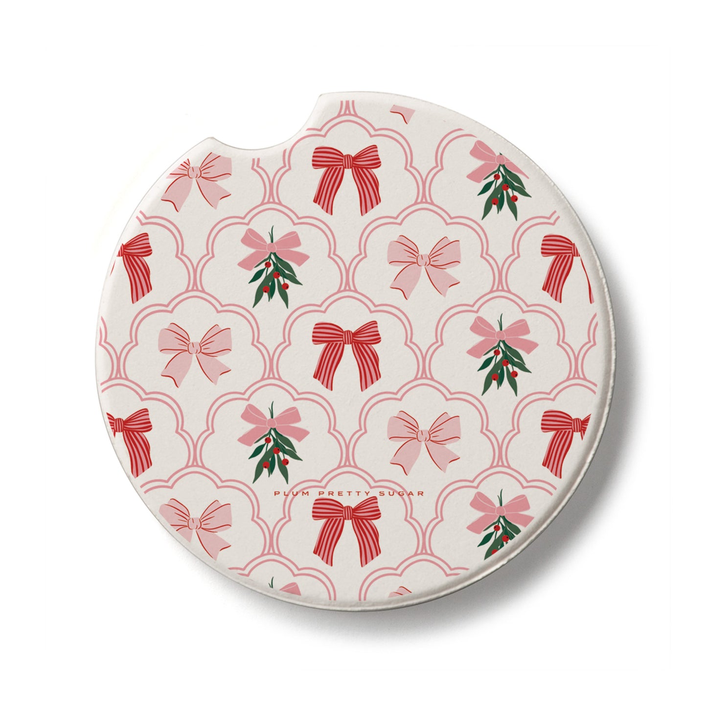 Coquette Holiday Single Absorbent Stone Car Coaster 2.6" Manufactured in the USA