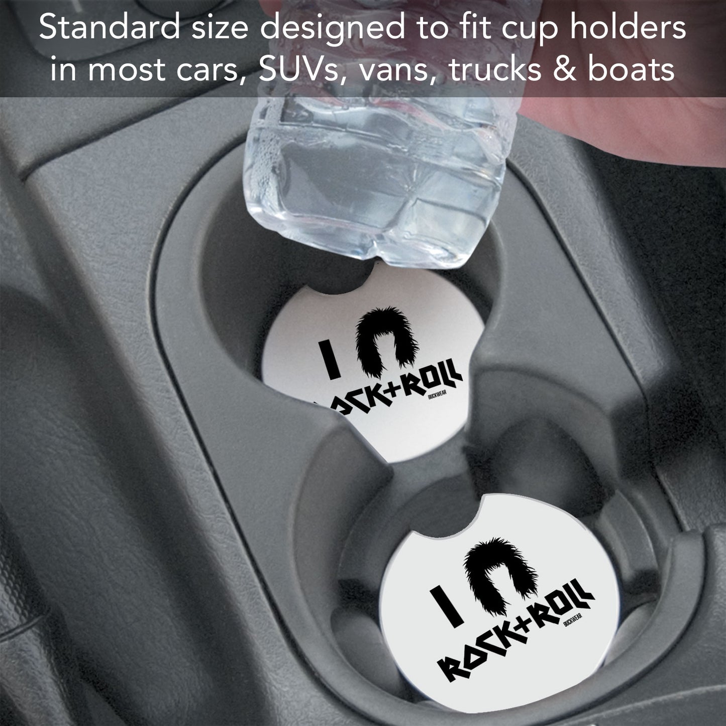 Rock & Roll Single Absorbent Stone Car Coaster 2.6" Manufactured in the USA