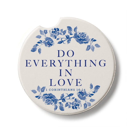 Do Everything In Love Single Absorbent Stone Car Coaster 2.6" Manufactured in the USA