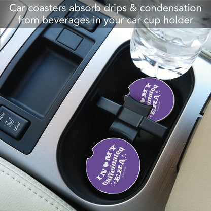Caffeinated Era 2 Pack Absorbent Stone Car Coasters 2.6" Manufactured in the USA